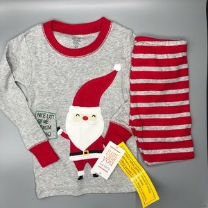 🌲 CARTER'S Christmas Santa Nice Naughty Checklist Pajama Set 2T NWT 🌲